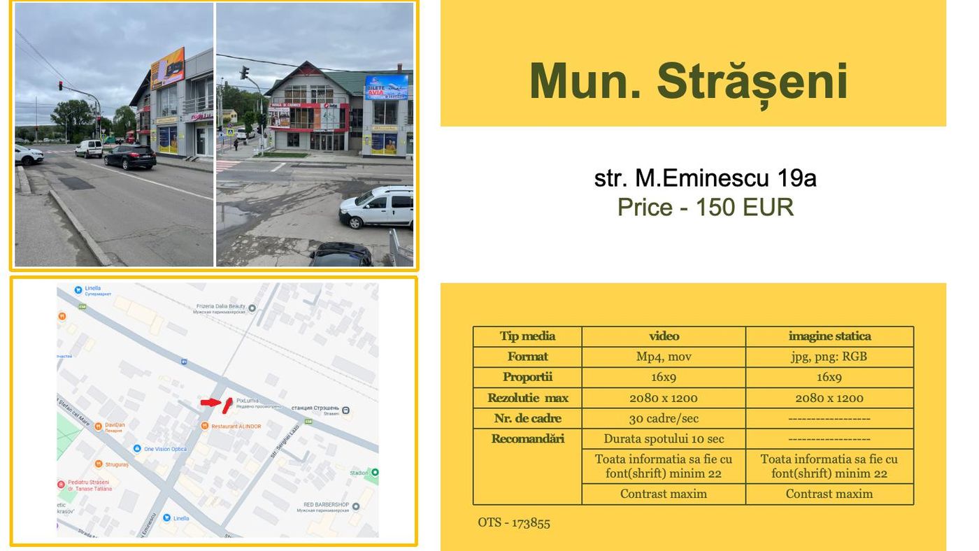 LED publicitar, Straseni/STR.M.EMINESCU 19A